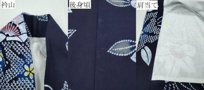 平和屋着物∴夏物 浴衣 型染め 草花文 綿 逸品 CABB6717ng