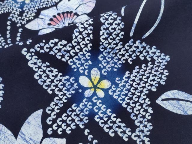 平和屋着物∴夏物 浴衣 型染め 草花文 綿 逸品 CABB6717ng
