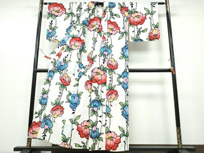 平和屋着物∴夏物　浴衣　枝花文　綿　逸品　CABB6718ng