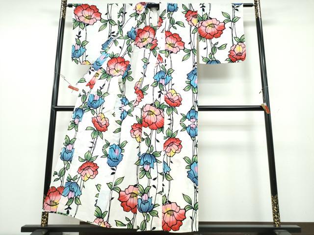 平和屋着物∴夏物　浴衣　枝花文　綿　逸品　CABB6718ng