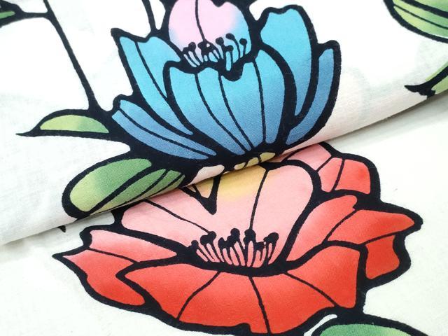 平和屋着物∴夏物　浴衣　枝花文　綿　逸品　CABB6718ng