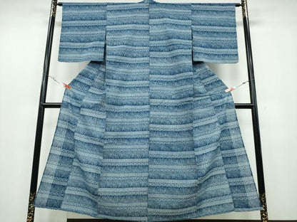 平和屋着物∴夏物 浴衣 綿紅梅 型染め 横段吉祥風景文 綿 逸品 未使用 CABB6721ng