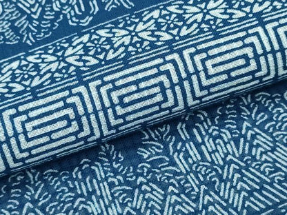 平和屋着物∴夏物 浴衣 綿紅梅 型染め 横段吉祥風景文 綿 逸品 未使用 CABB6721ng