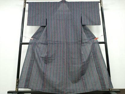 平和屋着物∴夏物 阿波しじら織 浴衣 縞 綿 逸品 CABB6722ng