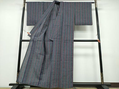 平和屋着物∴夏物 阿波しじら織 浴衣 縞 綿 逸品 CABB6722ng