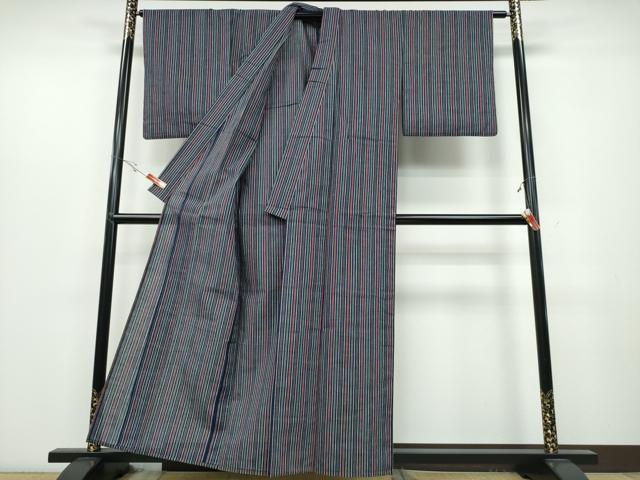 平和屋着物∴夏物 阿波しじら織 浴衣 縞 綿 逸品 CABB6722ng