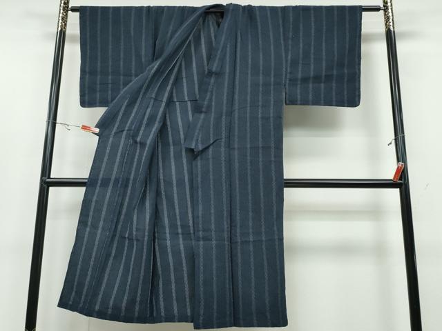 平和屋着物∴夏物　男性　阿波しじら織　浴衣　よろけ縞　綿　逸品　CABB6723ng