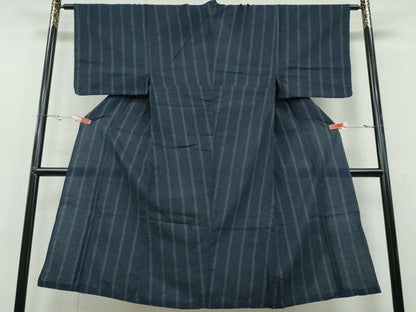 平和屋着物∴夏物　男性　阿波しじら織　浴衣　よろけ縞　綿　逸品　CABB6723ng