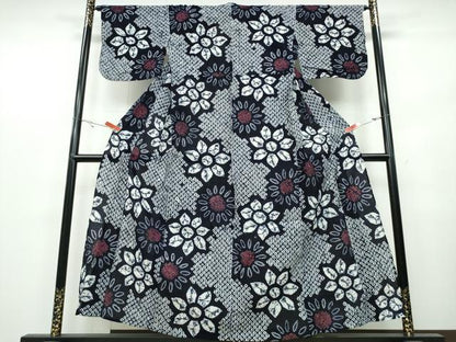 平和屋着物∴夏物　浴衣　有松鳴海絞り　舞花文　綿　逸品　CABB6725ng