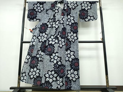 平和屋着物∴夏物　浴衣　有松鳴海絞り　舞花文　綿　逸品　CABB6725ng