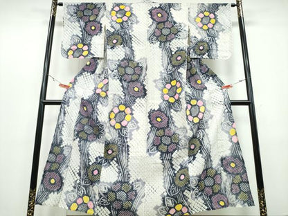 平和屋着物∴夏物 浴衣 有松鳴海絞り 枝花文 綿 逸品 CABB6727ng