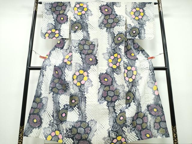 平和屋着物∴夏物 浴衣 有松鳴海絞り 枝花文 綿 逸品 CABB6727ng