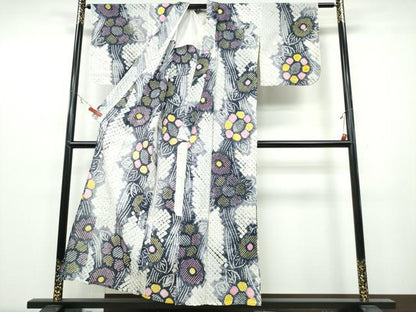 平和屋着物∴夏物 浴衣 有松鳴海絞り 枝花文 綿 逸品 CABB6727ng