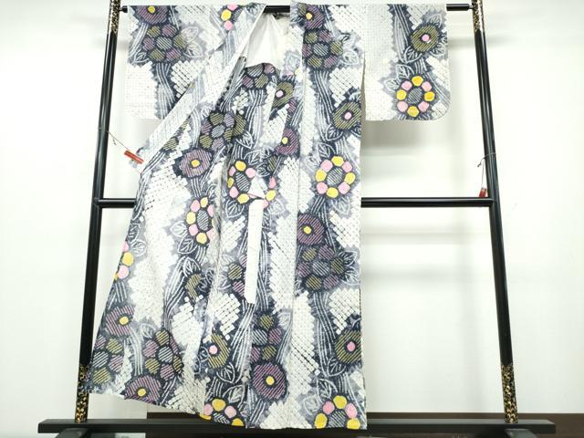 平和屋着物∴夏物 浴衣 有松鳴海絞り 枝花文 綿 逸品 CABB6727ng