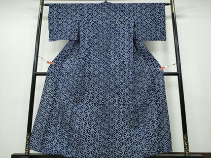 平和屋着物∴夏物 浴衣 有松鳴海絞り 麻の葉文様 綿 逸品 CABB6729ng