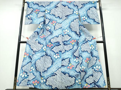 平和屋着物∴夏物　浴衣　有松鳴海絞り　渡橋杜若　綿　逸品　CABB6731ng