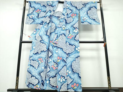 平和屋着物∴夏物　浴衣　有松鳴海絞り　渡橋杜若　綿　逸品　CABB6731ng