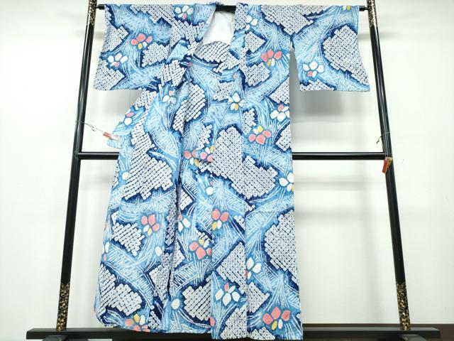 平和屋着物∴夏物　浴衣　有松鳴海絞り　渡橋杜若　綿　逸品　CABB6731ng