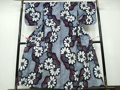 平和屋着物∴夏物　浴衣　有松鳴海絞り　舞菊文　綿　逸品　CABB6732ng