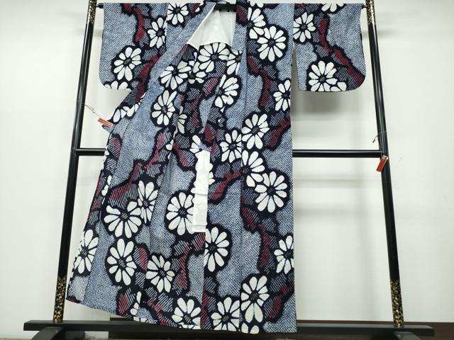 平和屋着物∴夏物　浴衣　有松鳴海絞り　舞菊文　綿　逸品　CABB6732ng