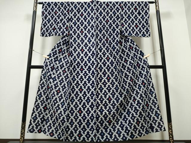 平和屋着物∴夏物 浴衣 有松鳴海絞り 松皮菱吉祥文 綿 逸品 CABB6735ng