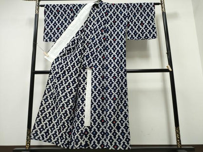 平和屋着物∴夏物 浴衣 有松鳴海絞り 松皮菱吉祥文 綿 逸品 CABB6735ng