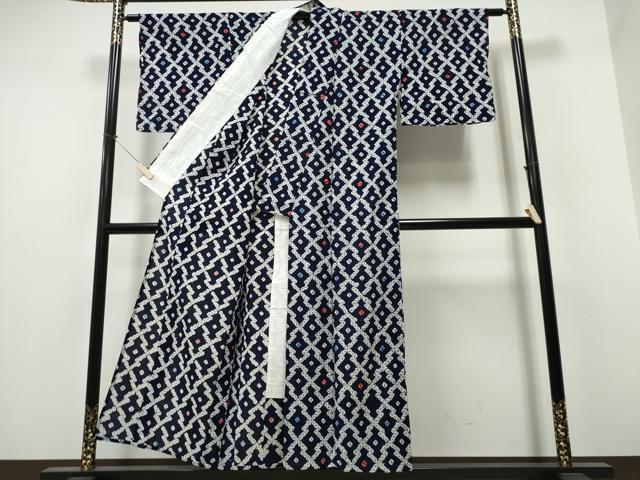 平和屋着物∴夏物 浴衣 有松鳴海絞り 松皮菱吉祥文 綿 逸品 CABB6735ng
