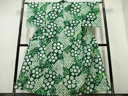 平和屋着物∴夏物　浴衣　有松鳴海絞り　舞花文　綿　逸品　CABB6736ng