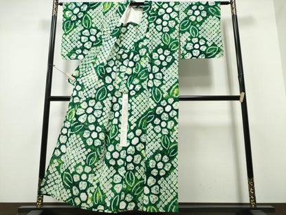 平和屋着物∴夏物　浴衣　有松鳴海絞り　舞花文　綿　逸品　CABB6736ng