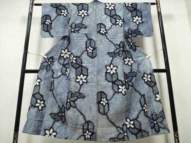 平和屋着物∴夏物 浴衣 有松鳴海絞り 吉祥花文 綿 逸品 CABB6737ng