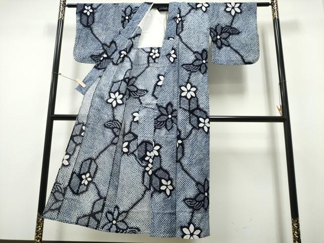 平和屋着物∴夏物 浴衣 有松鳴海絞り 吉祥花文 綿 逸品 CABB6737ng