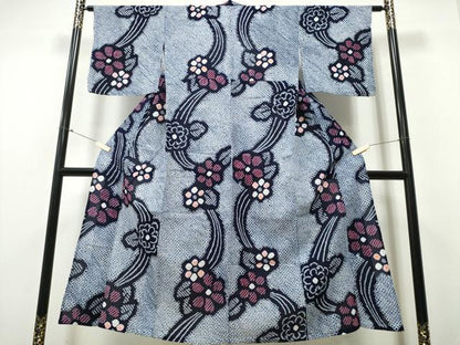 平和屋着物∴夏物 浴衣 有松鳴海絞り 流水花文 綿 逸品 CABB6741ng