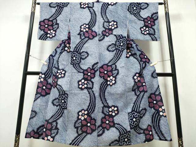 平和屋着物∴夏物 浴衣 有松鳴海絞り 流水花文 綿 逸品 CABB6741ng