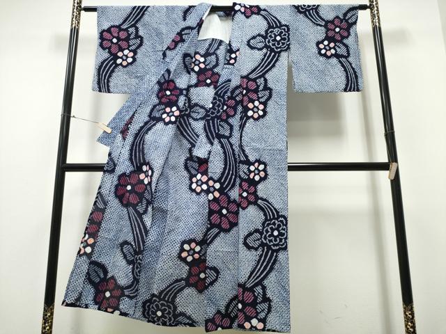 平和屋着物∴夏物 浴衣 有松鳴海絞り 流水花文 綿 逸品 CABB6741ng
