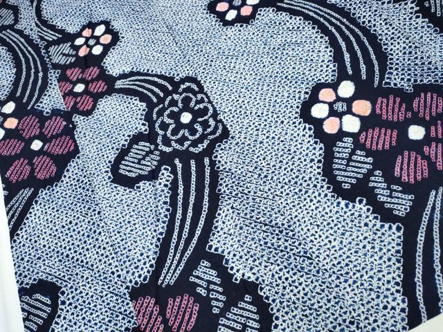 平和屋着物∴夏物 浴衣 有松鳴海絞り 流水花文 綿 逸品 CABB6741ng