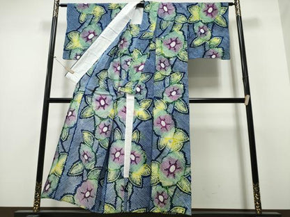 平和屋着物∴夏物 浴衣 有松鳴海絞り 朝顔 綿 逸品 CABB6742ng