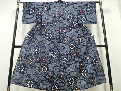 平和屋着物∴夏物 浴衣 有松鳴海絞り 雲取り草花文 綿 逸品 CABB6745ng
