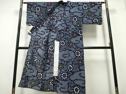 平和屋着物∴夏物 浴衣 有松鳴海絞り 雲取り草花文 綿 逸品 CABB6745ng