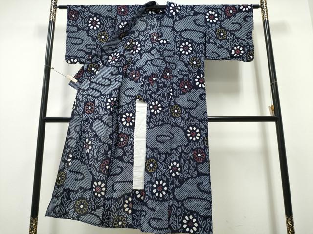 平和屋着物∴夏物 浴衣 有松鳴海絞り 雲取り草花文 綿 逸品 CABB6745ng