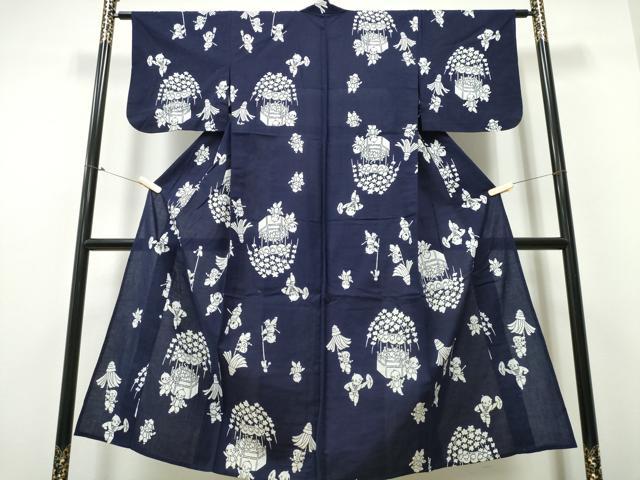 平和屋着物∴夏物 浴衣 唐子遊び 綿 逸品 CABB6748ng