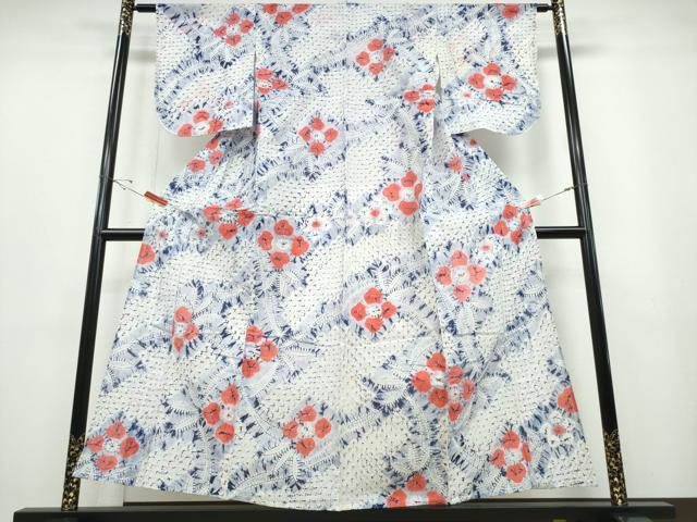 平和屋着物∴夏物 浴衣 有松鳴海絞り 枝花文 綿 逸品 CABB6752ng