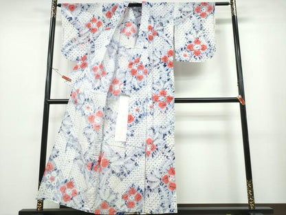 平和屋着物∴夏物 浴衣 有松鳴海絞り 枝花文 綿 逸品 CABB6752ng