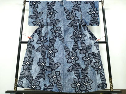 平和屋着物∴夏物 浴衣 有松鳴海絞り 舞花文 綿 逸品 未使用 CABB6754ng