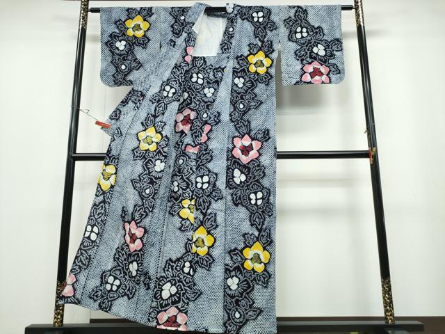 平和屋着物∴夏物 浴衣 有松鳴海絞り 枝花文 綿 逸品 CABB6755ng
