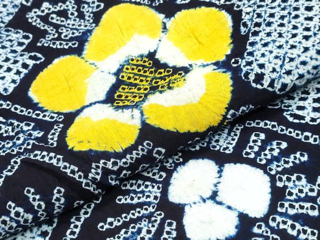 平和屋着物∴夏物 浴衣 有松鳴海絞り 枝花文 綿 逸品 CABB6755ng