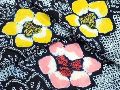 平和屋着物∴夏物 浴衣 有松鳴海絞り 枝花文 綿 逸品 CABB6755ng