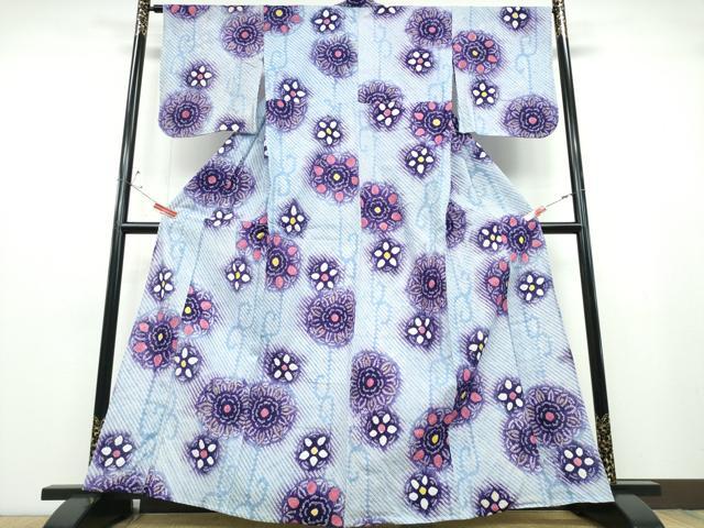 平和屋着物∴夏物 浴衣 有松鳴海絞り 正倉院花文 綿 逸品 CABB6756ng