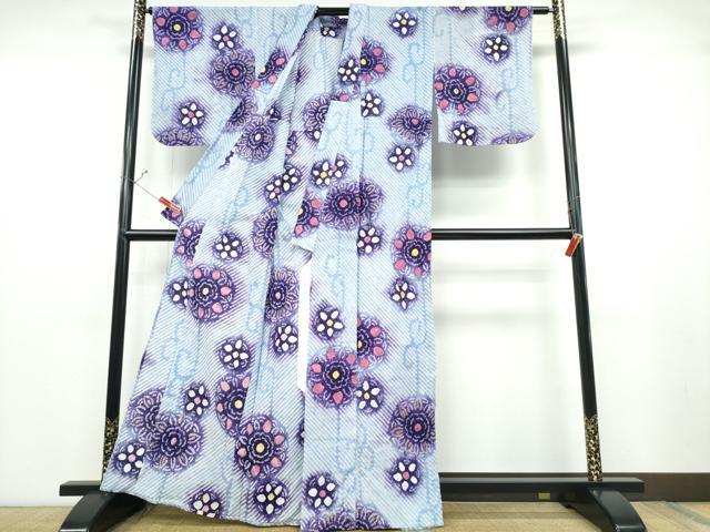 平和屋着物∴夏物 浴衣 有松鳴海絞り 正倉院花文 綿 逸品 CABB6756ng