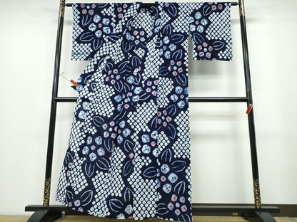 平和屋着物∴夏物 浴衣 有松鳴海絞り 舞花文 綿 逸品 未使用 CABB6760ng