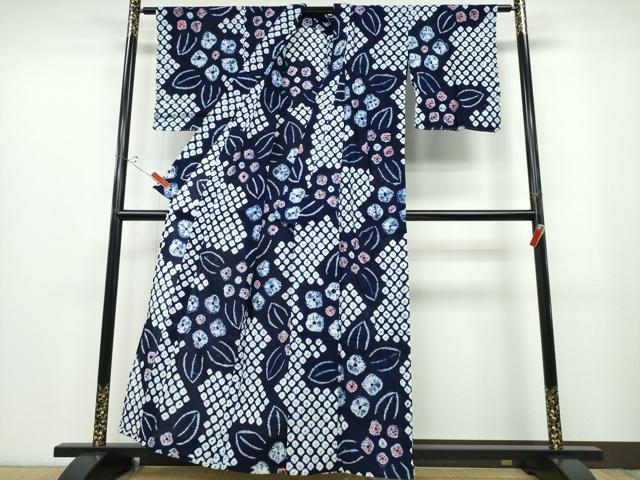 平和屋着物∴夏物 浴衣 有松鳴海絞り 舞花文 綿 逸品 未使用 CABB6760ng
